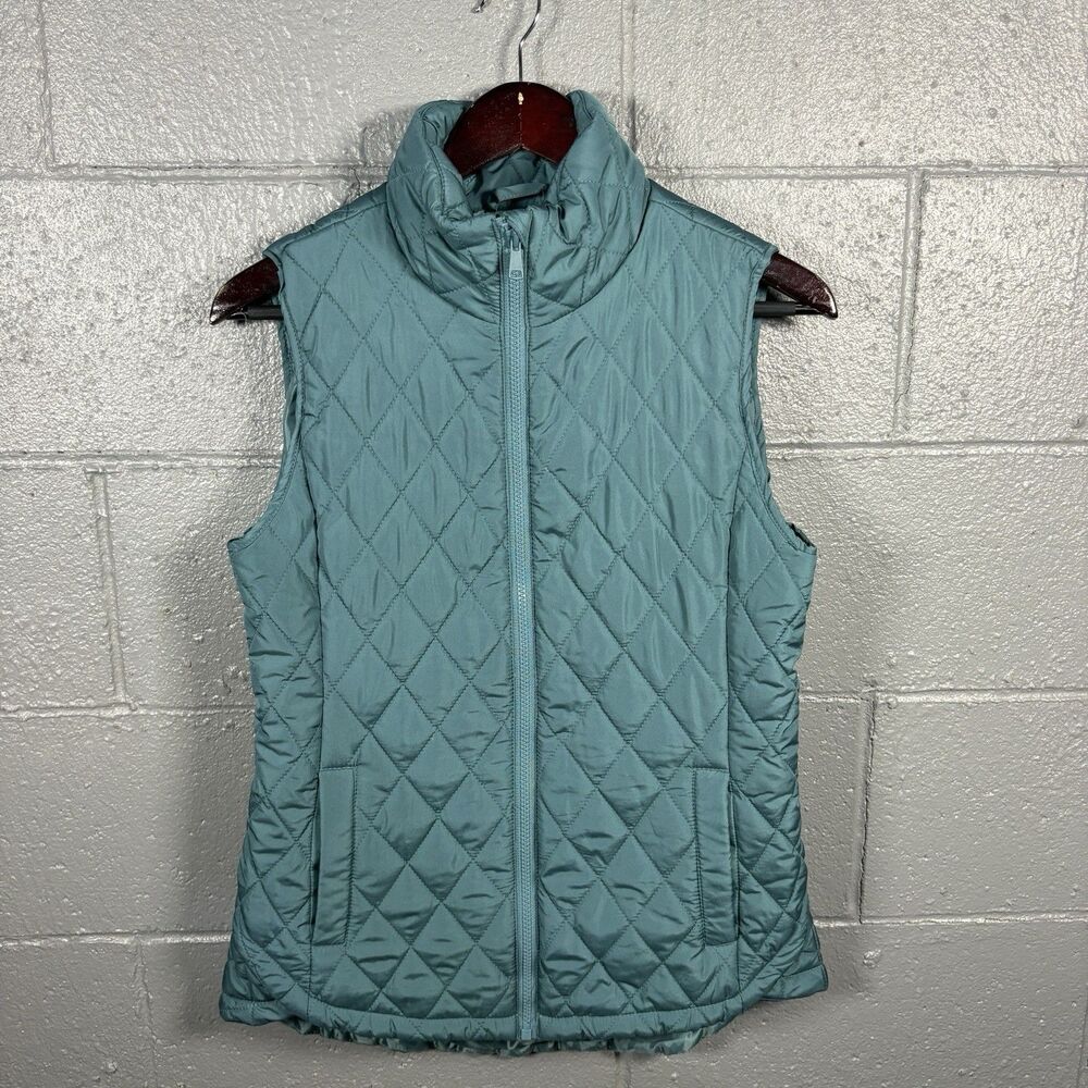 Maurices Women's XS Quilted Puffer Vest Teal Blue Full Zip Lightweight